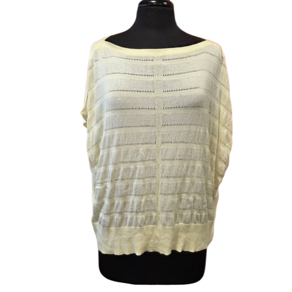 Planet by Lauren G Yellow Boxy Short Sleevel Sweater OS Lagenlook
